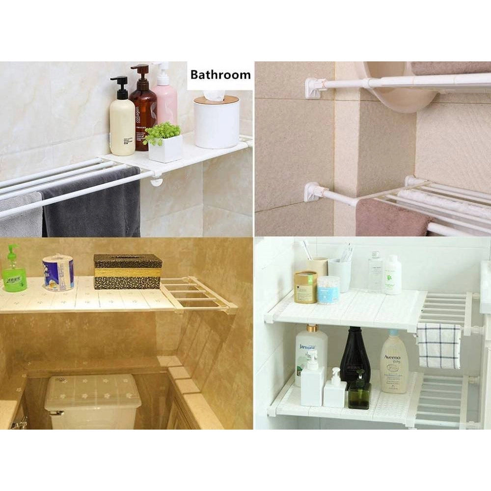 Trade Shop - Scaffale Telescopico Per Armadio Regolabile 42cm Allungabile Da 73-120cm Acciaio -