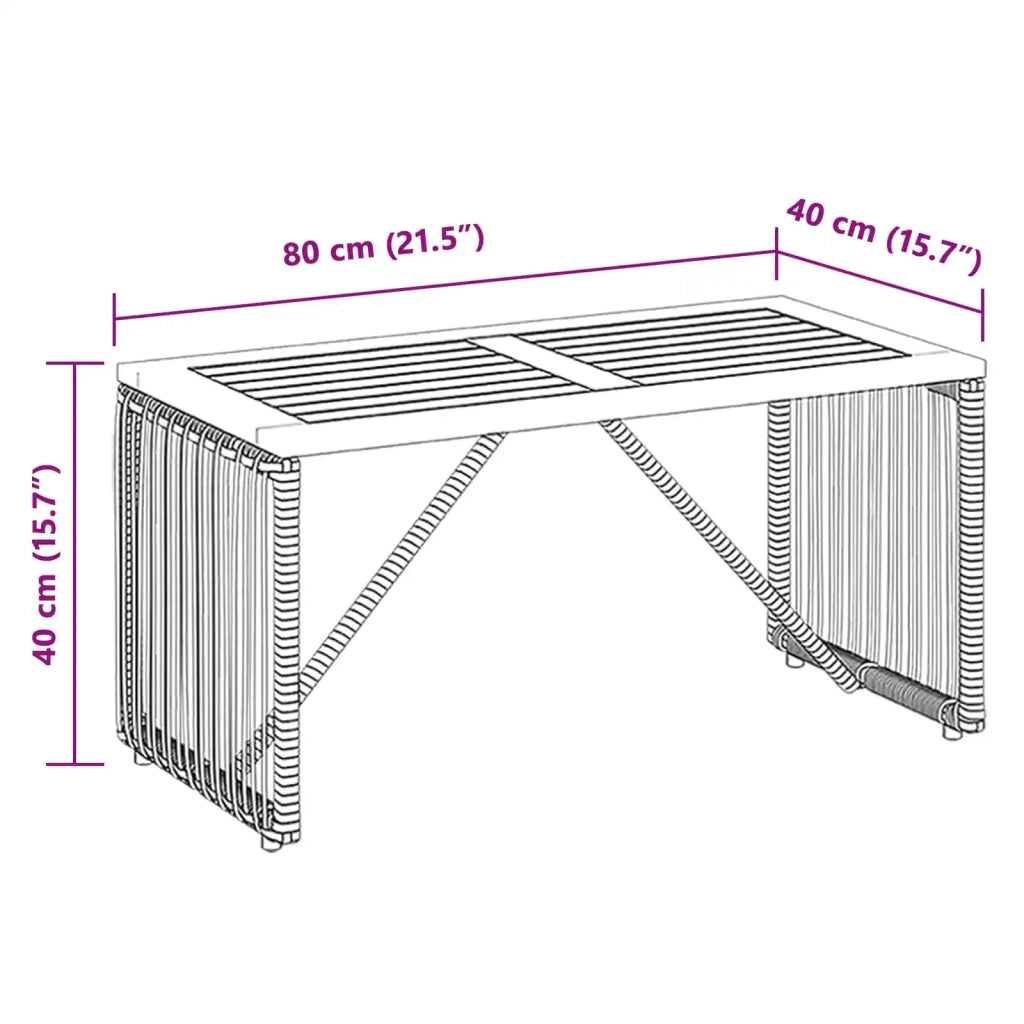 Tavolo da Esterno Grigio e Marrone 80 x 40 x 40 cm polyrattan 42025165