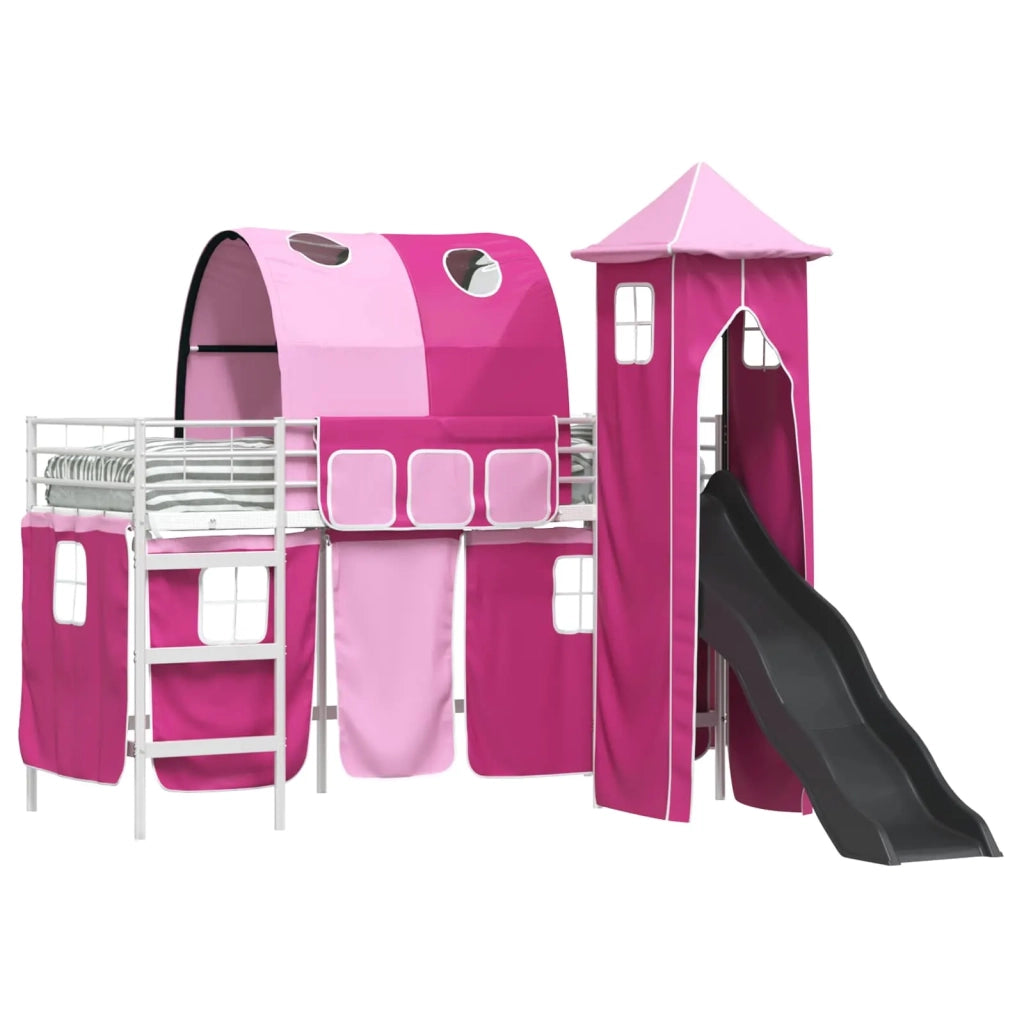 Struttura del letto loft per bambini Bianco e Rosa 90 x 190 cm 42020908
