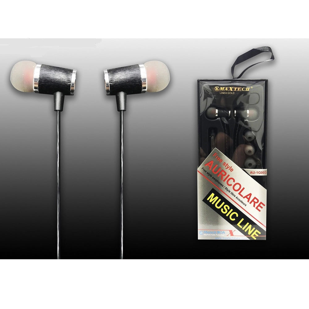 Trade Shop - Auricolari Orecchie Cuffie Per Smartphone Microfono Con Filo Volume Maxtech Au-1g003 -