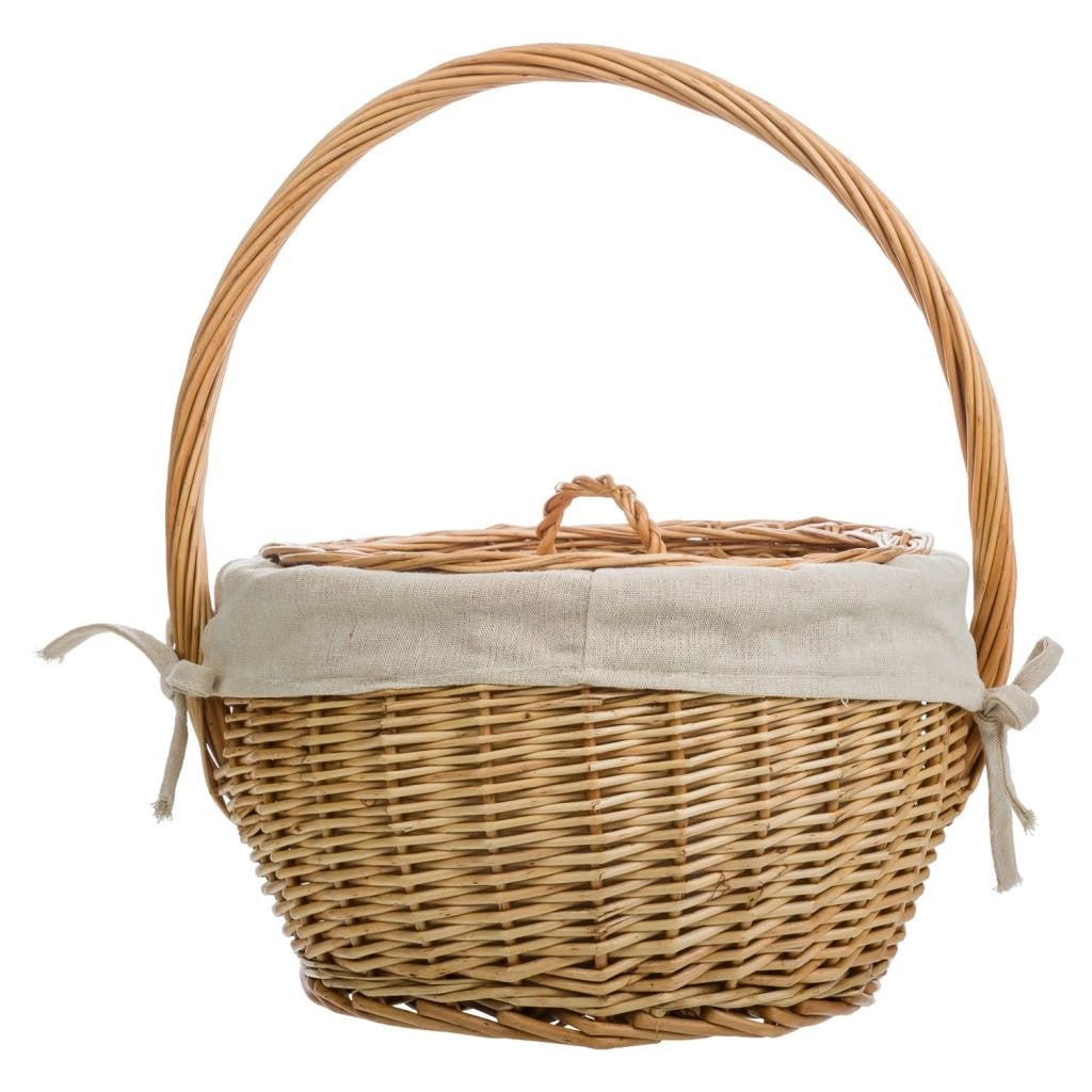 Cesto in vimini marrone foderato 32x32x20/28h