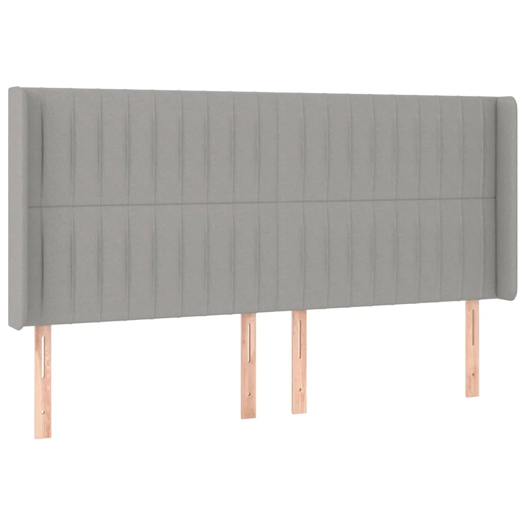 Testiera ad Orecchio-Testata con Orecchie Grigio Chiaro 203x16x118/128 cm in Tessuto 435966