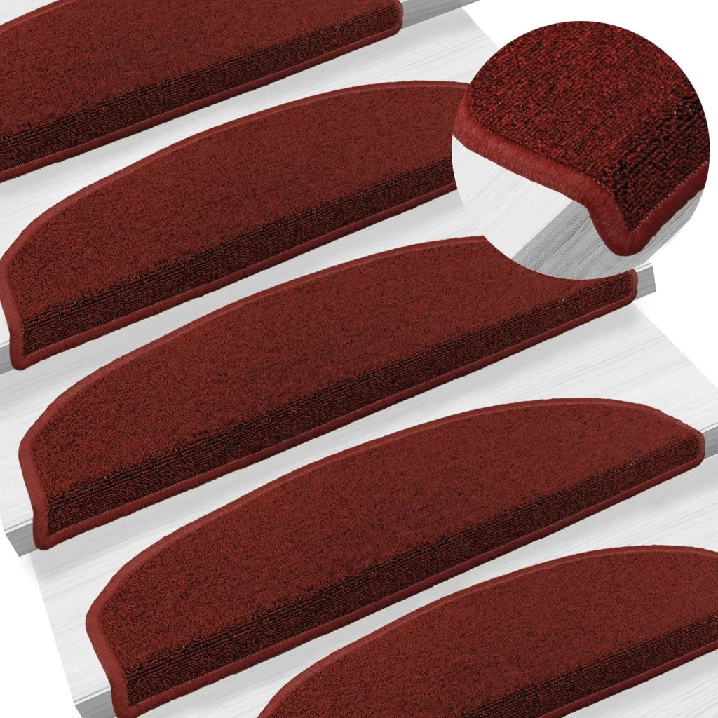 Tappetini per scale autoadesivi 15 pz | Gradini per Scale Rosso Bordeaux