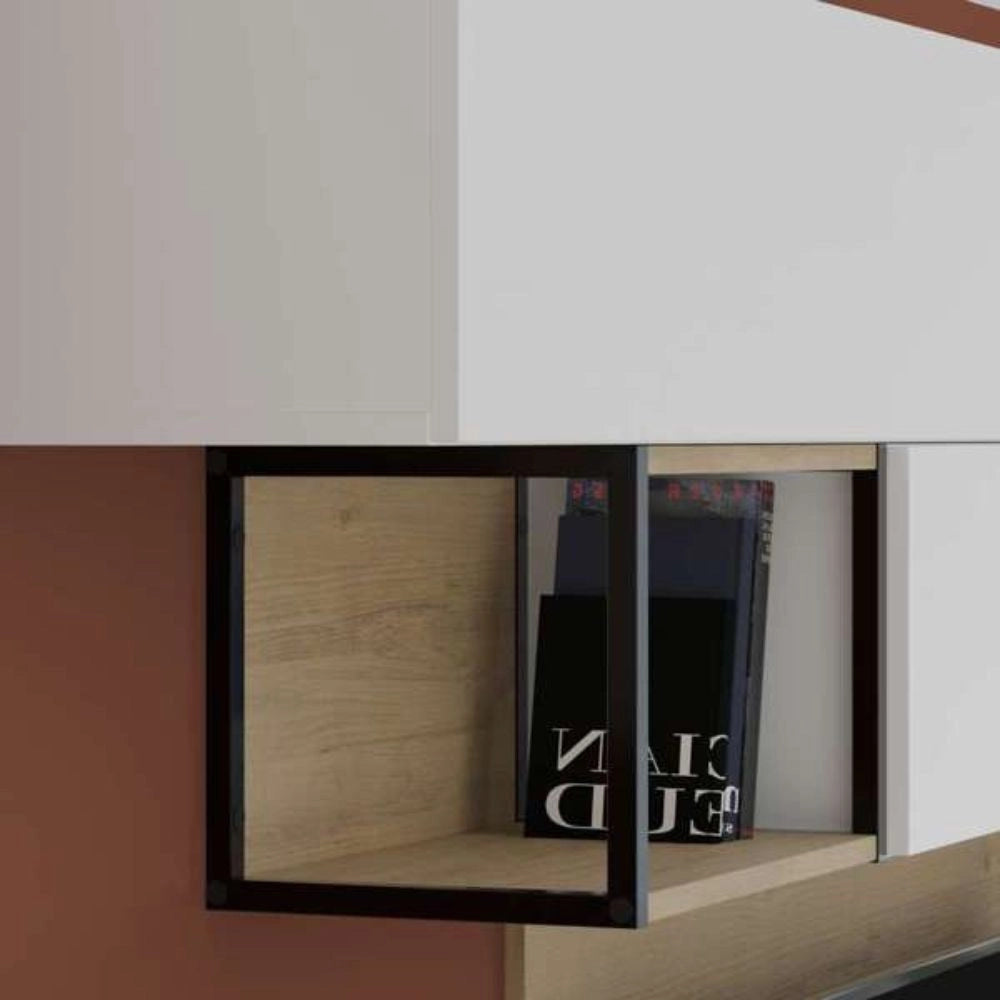 Parete attrezzata 260 cm. Tronador colore bianco e rovere