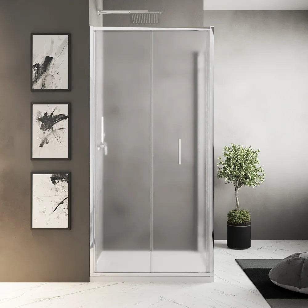Box doccia slim 70x90cm con porta a libro e parete fissa profili cromati e vetro 6mm opaco h190| Portofino