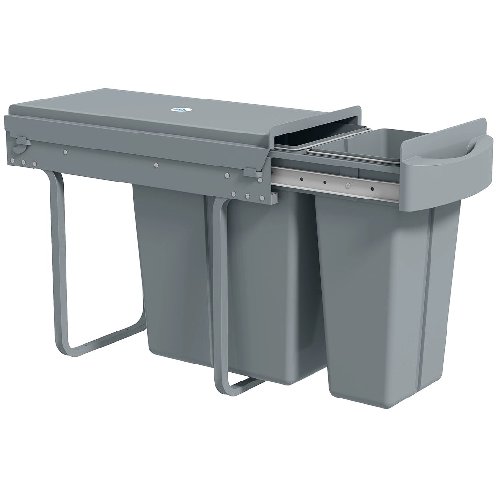 Cestino per rifiuti estraibile ¨C Minimal ¨C 2 secchielli rimovibili 30 L 20+10 L metallo grigio