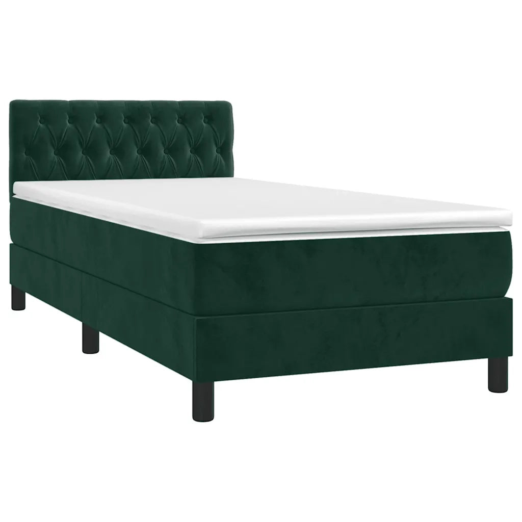 Letto a Molle con Materasso e LED-Struttura Letto con Materasso Verde Scuro 80x200cm Velluto 655979