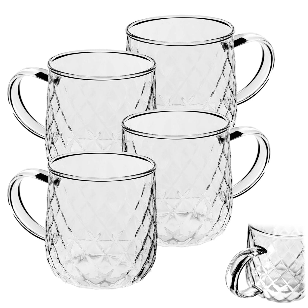 Set di 4 bicchieri da tè KADAX con manico per caffè, 350 ml.