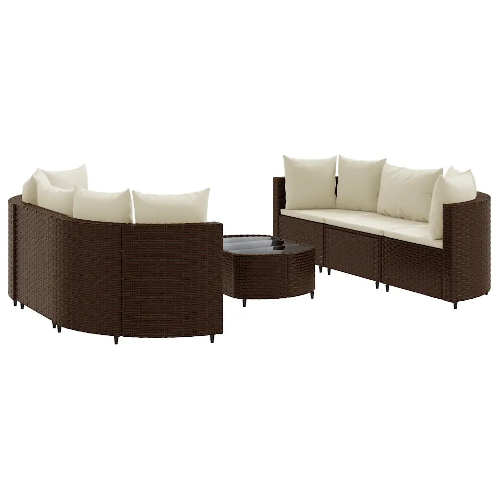 Set Divani da Giardino 7 pz con Cuscini Marrone in Polyrattan 3308433