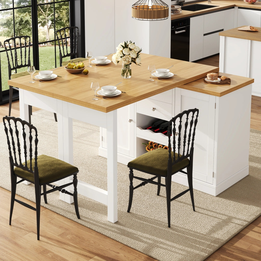 TAVOLO Isola cucina allungabile 120-197 cm 360° MDF Bianco