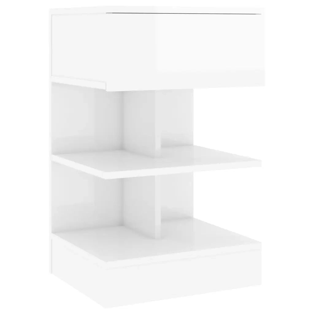 Comodini 2 pz-Set di 2 Tavolino da notte Bianco Lucido 40x35x65 cm