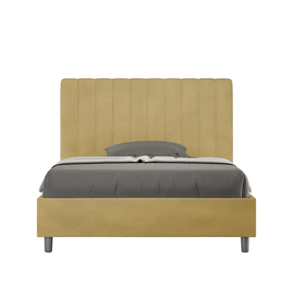 Letto una piazza e mezza senza rete imbottito 120x210 microfibra ocra Agueda