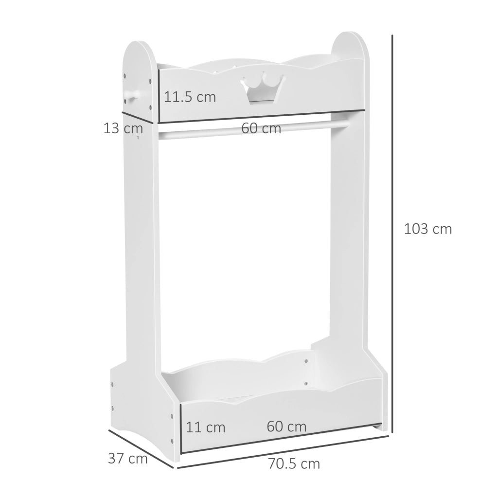 Armadio per Bambini con Ripiani e Appendiabiti ¨C Minimal ¨C 70.5x37x103cm, Bianco