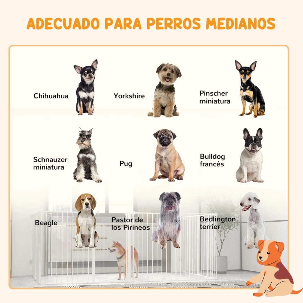 Recinto per Cani 8 Pannelli 64x90 cm ¨C zephmum ¨C Bianco