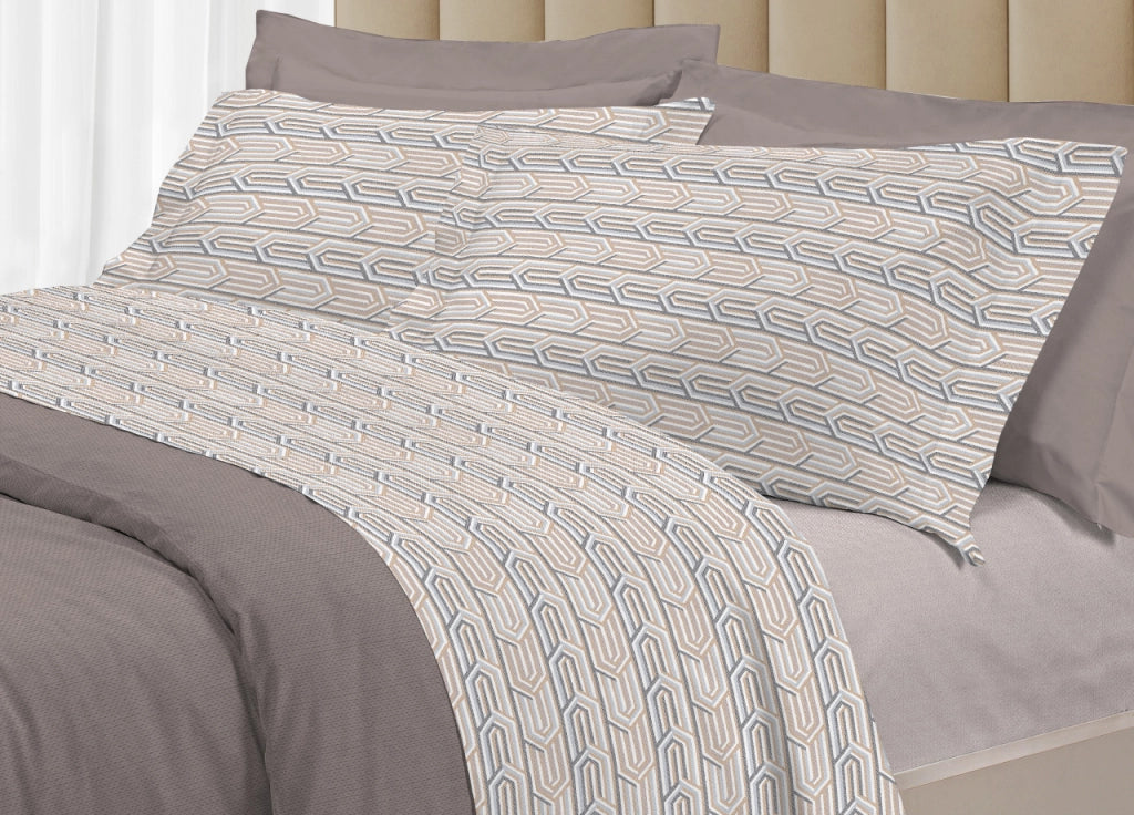 Completo Lenzuola Letto 100% Cotone Italy 3027 Disegno Henry - Singolo - Beige