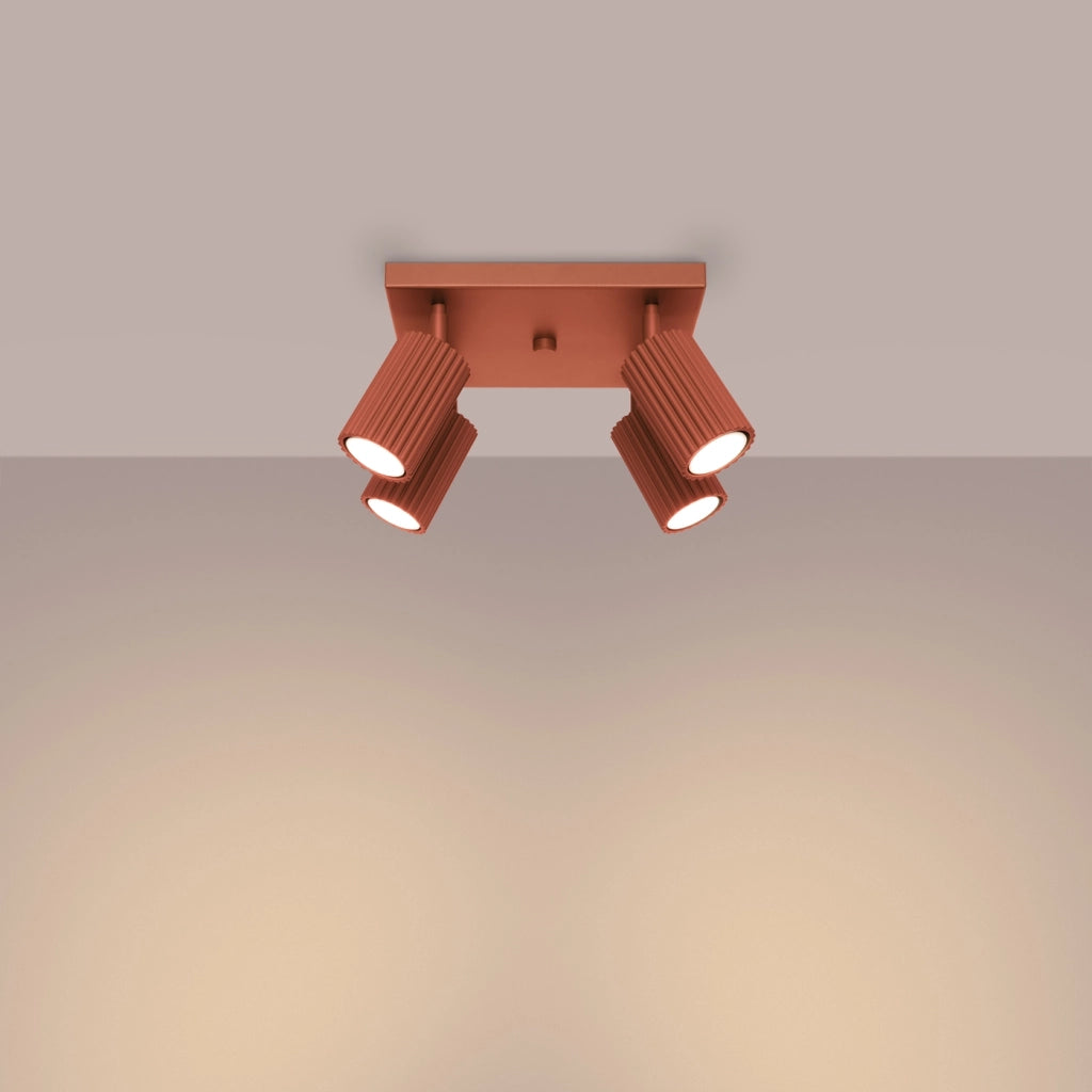 Lampada da soffitto KARBON 4 rosso ocra