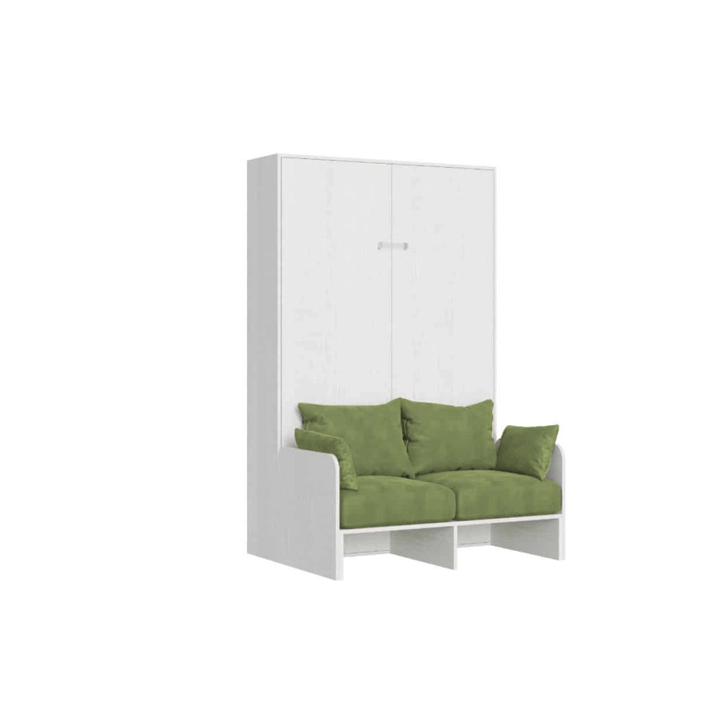 Letto Una Piazza E Mezzo A Scomparsa 120 Kentaro Con Divano Bianco Frassino e Verde