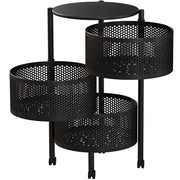 Trade Shop - Mobile Mobiletto Tavolino Metallo Nero 3 Scomparti Portatutto Regolabile 30x60cm -