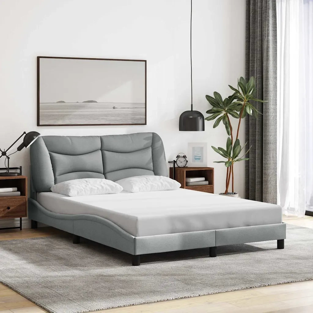 Letto matrimoniale | Letto per adulti | Giroletto senza Materasso Hvar Grigio Chiaro 140x200 cm Tessuto