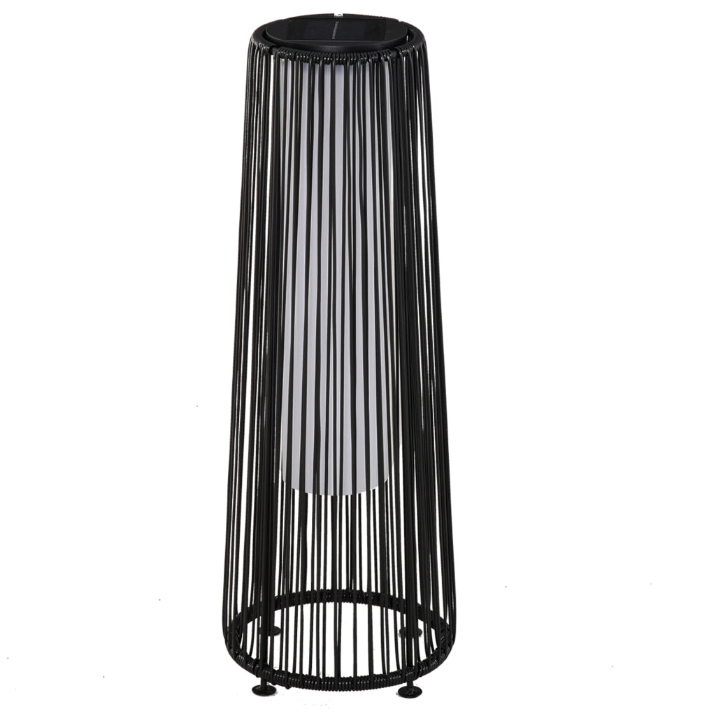 Lampione LED da Giardino Stile Coloniale ¨C Xylo ¨C Resina Intrecciata Nera ? 21,5 x 61H cm