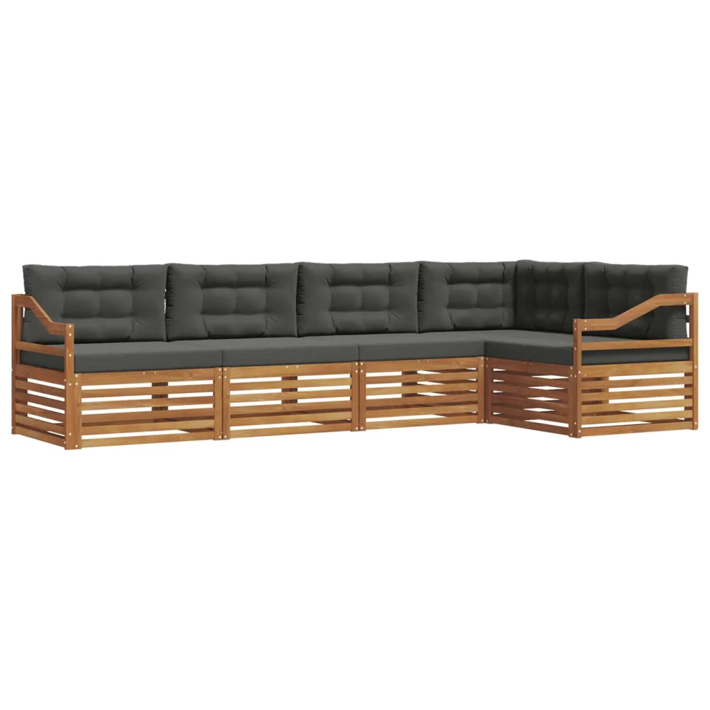 Set di divani da esterno con cuscino 5 pcs Naturale e Antracite 3373477