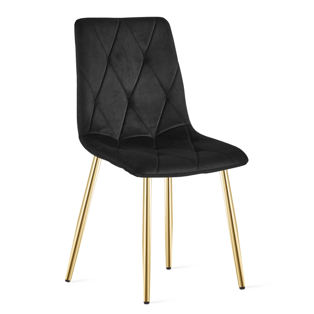 Sedia Libra in Velluto Nero con Gambe Oro