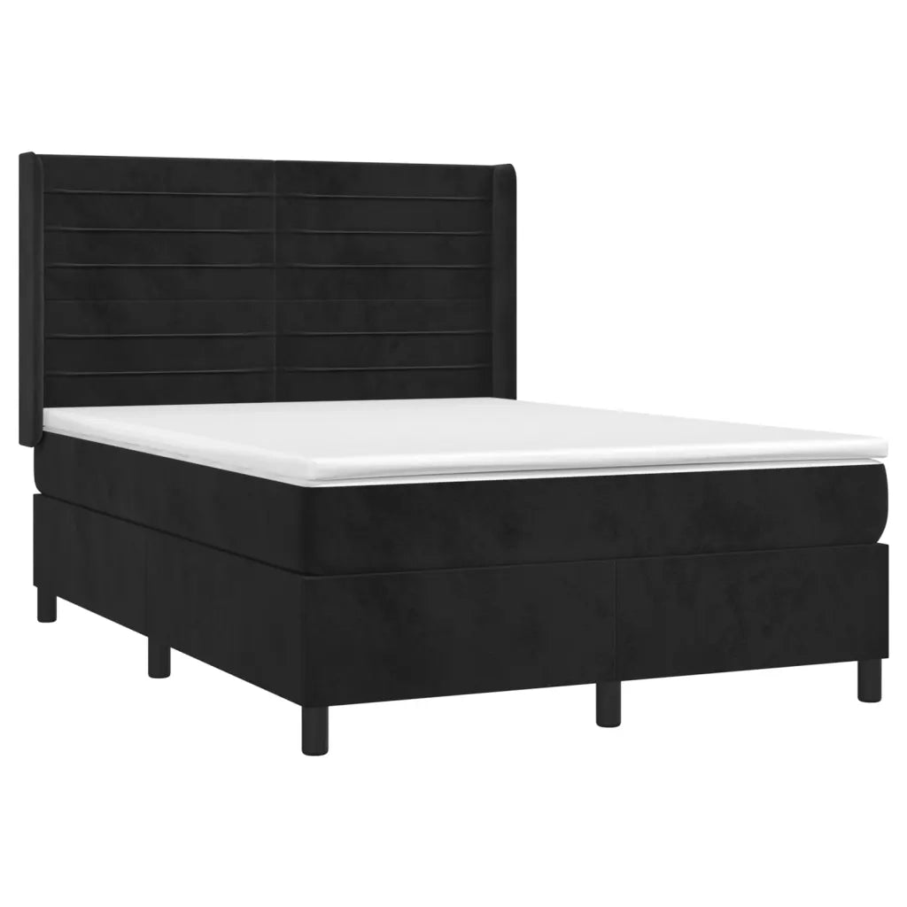 Letto a Molle con Materasso e LED Nero 140x190 cm in Velluto 3139621