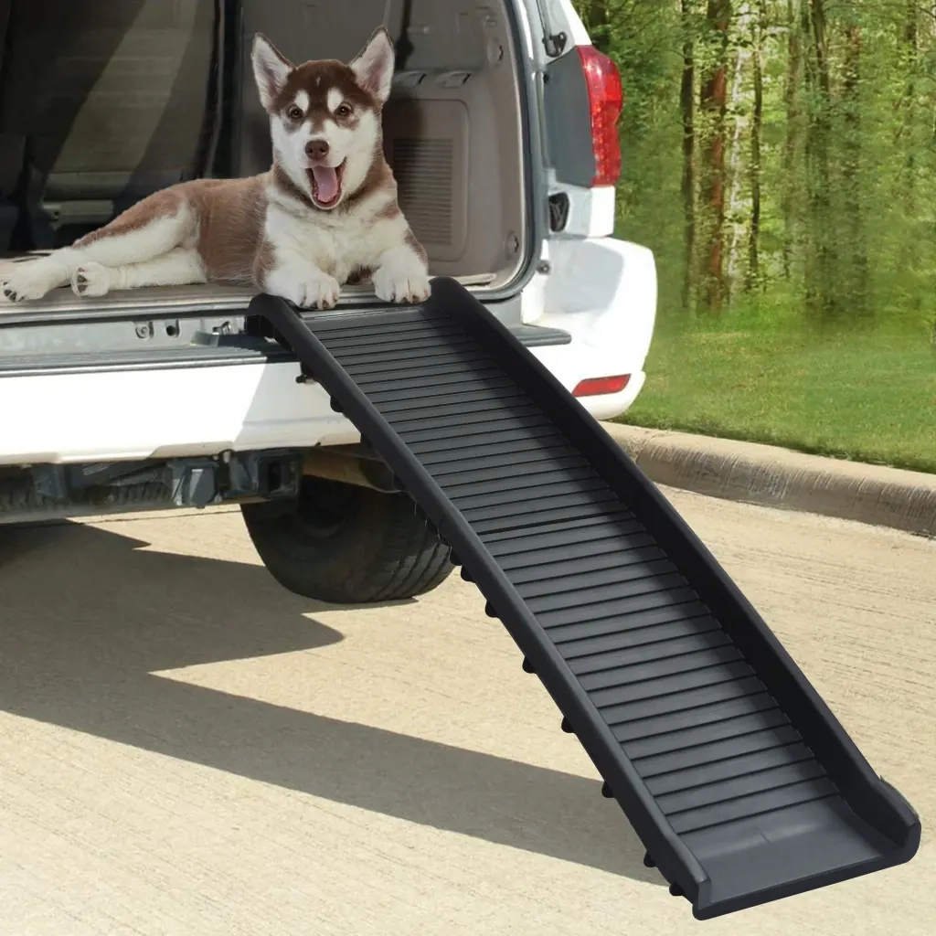 Rampa per Cani Pieghevole Nera 155,5x40x15,5 cm 170987