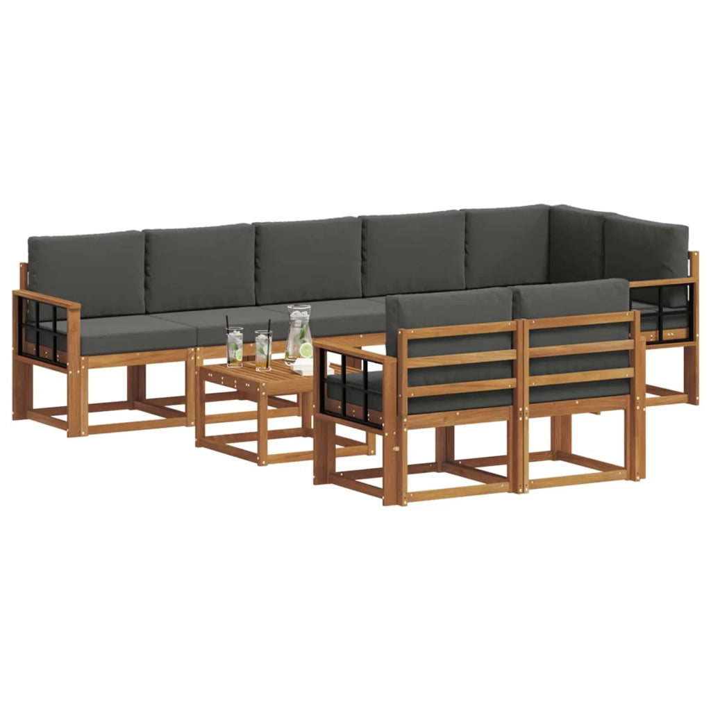 Set di divani da esterno con cuscino 9 pcs Naturale e Antracite 3366615