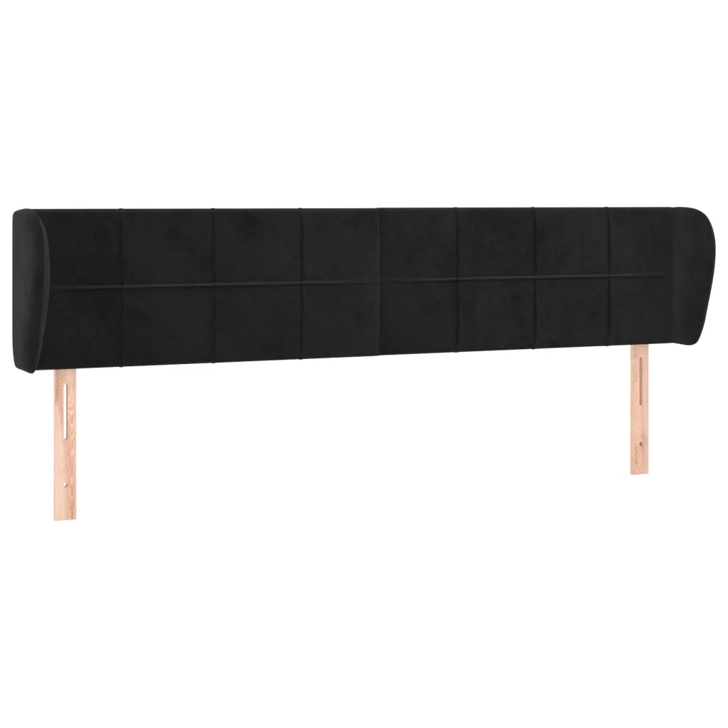 Testiera | Testata ad Orecchio Nera 203x23x78/88 cm in Velluto