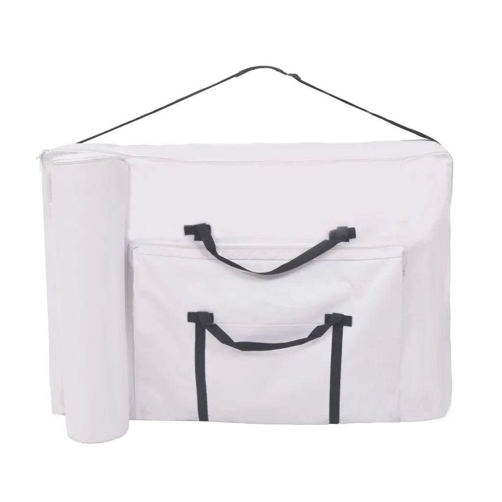 Set Lettino Massaggio Pieghevole 3 Zone 10 cm e Sgabello Bianco 110156