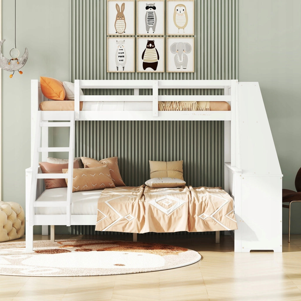 Letto a castello 90x200+140x200 con scrivania - Xylo - Bianco