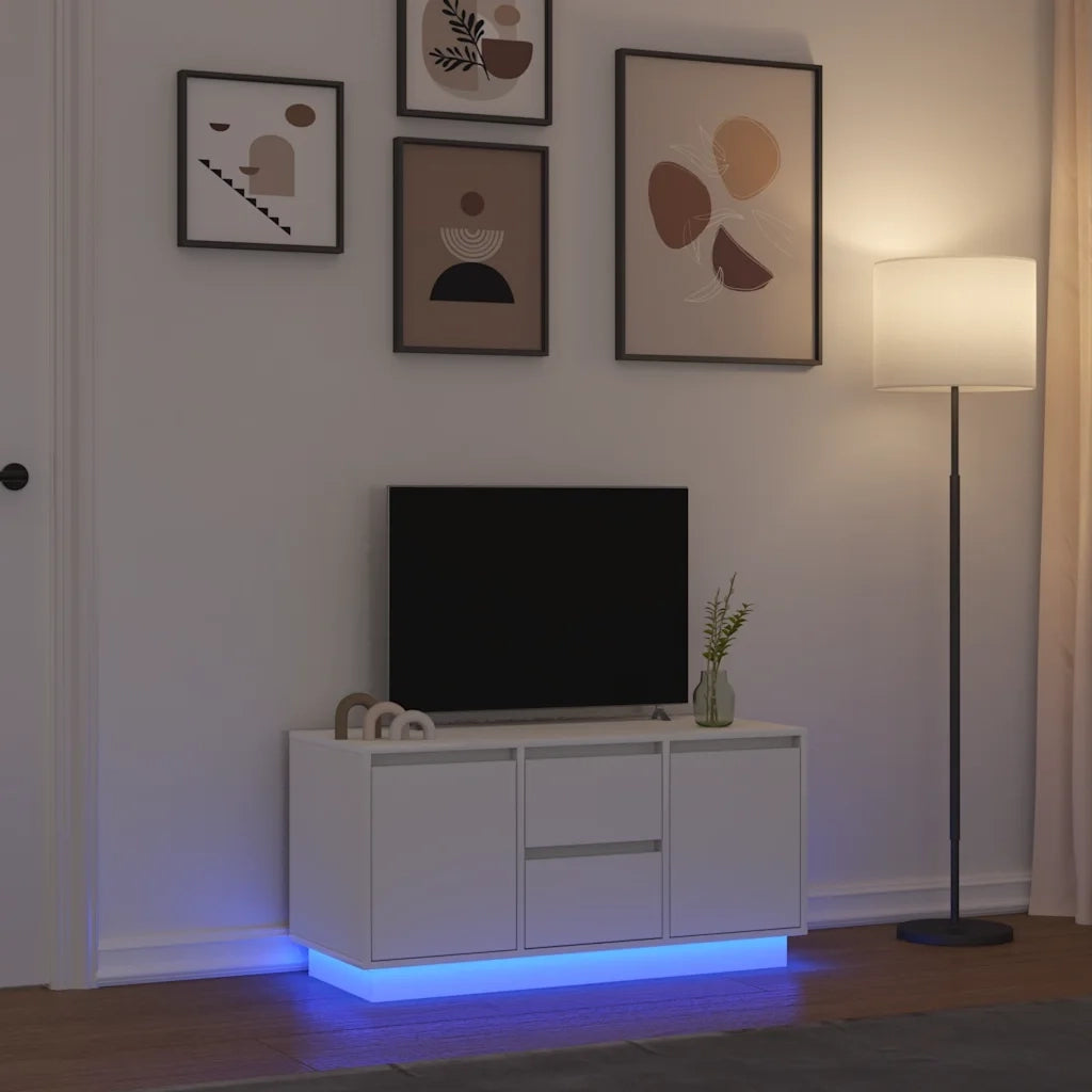 Mobile Porta TV con Luci LED Bianco 100x41x50 cm 861409