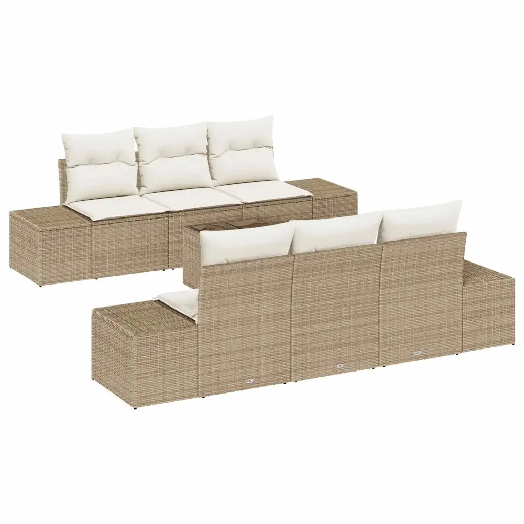 Set Divano da Giardino con cuscino 7 pcs Beige polyrattan 3346951