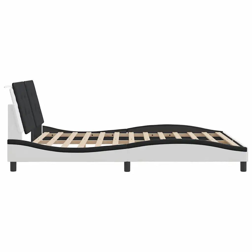 Giroletto senza Materasso Zadar Nero e Bianco 160x200 cm in Similpelle