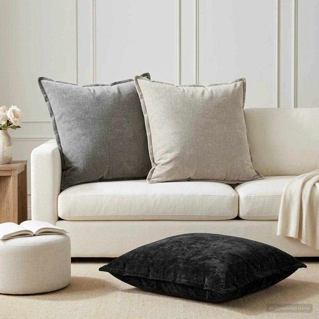 Federa 6 pz HOUTEN Grigio Chiaro 70 x 70 cm Tessuto Chenille 921374
