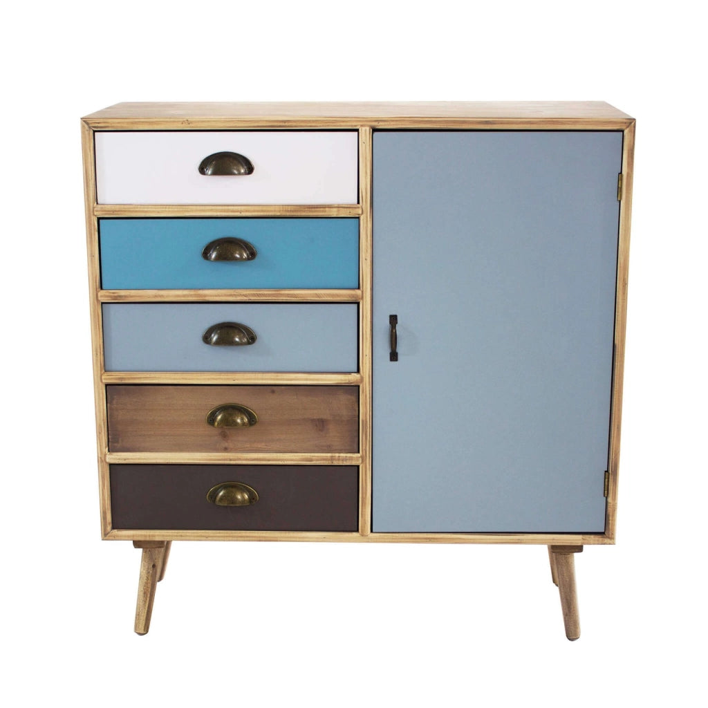 Mobiletto multicolor in Legno MDF cm 80x35x65 - NELSON