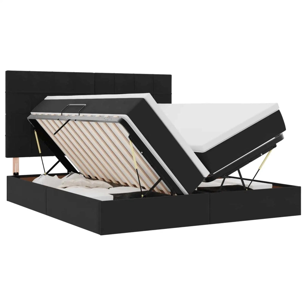 Letto con luci a strisce a LED Nero 180 x 200 cm Velluto