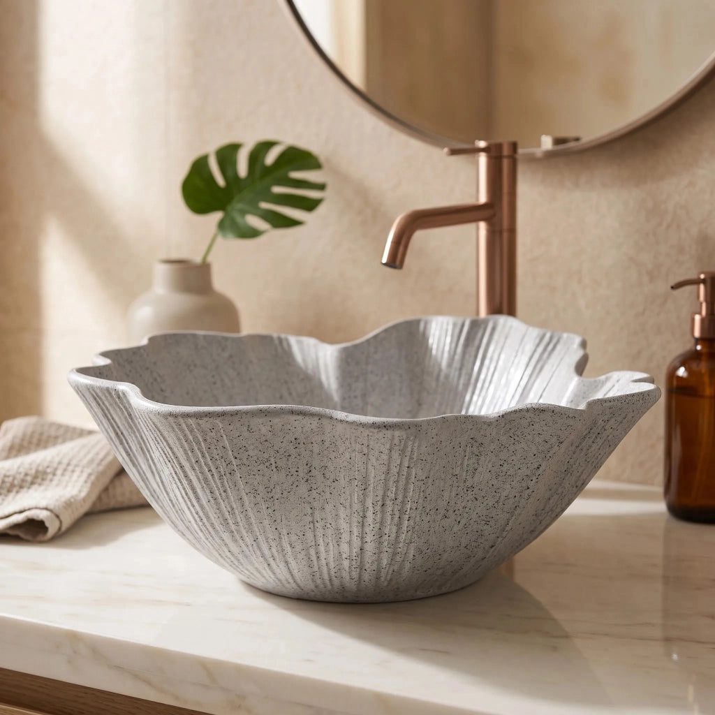 Lavabo Da Appoggio Rea Flower Grey