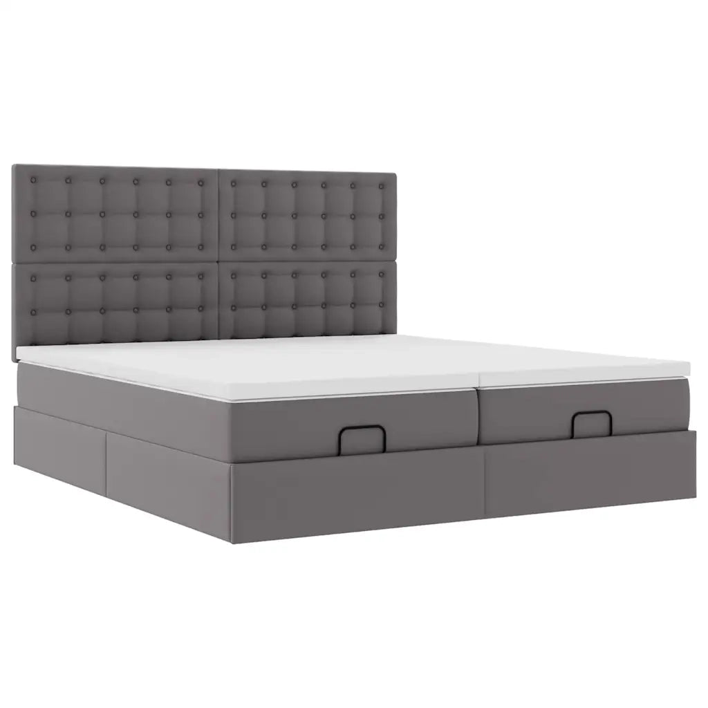 Pouf Letto con Materassi e LED Grigio 160x200cm Similpelle 3314501