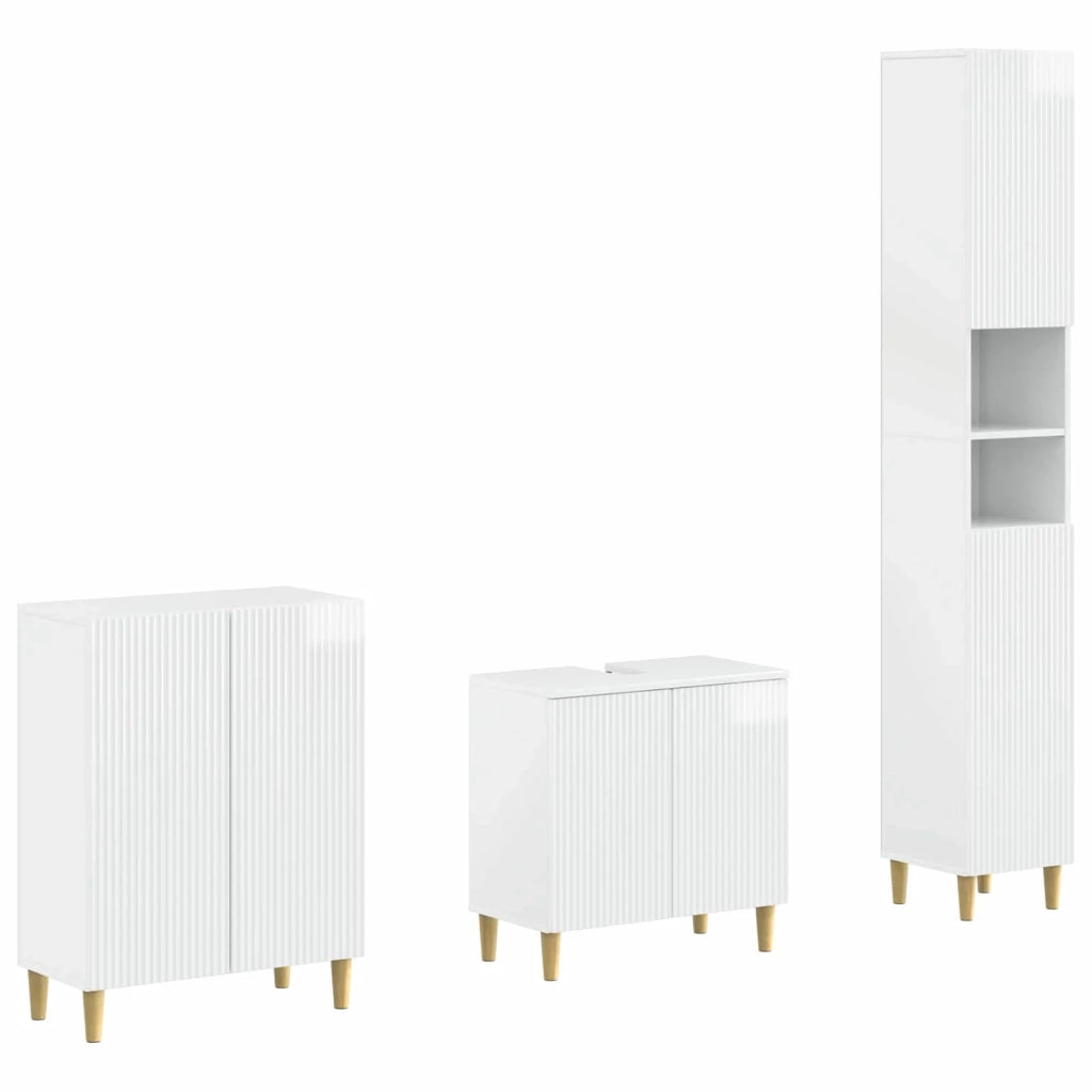 Set di armadietti da bagno in 3 pezzi ARNHEM Bianco Lucido 3417445