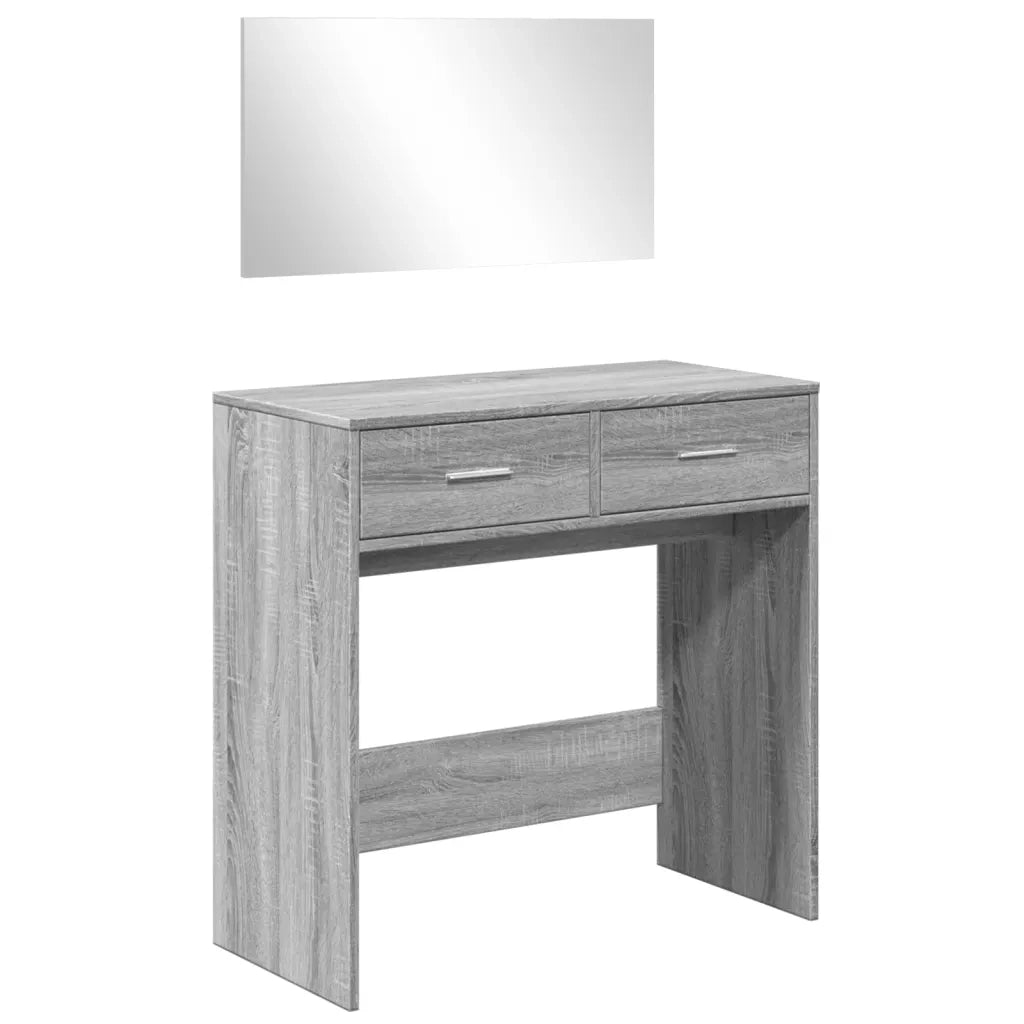 Toeletta con Specchio-Tavolo da Vanit¨¤ Grigio Sonoma 80x39x80 cm