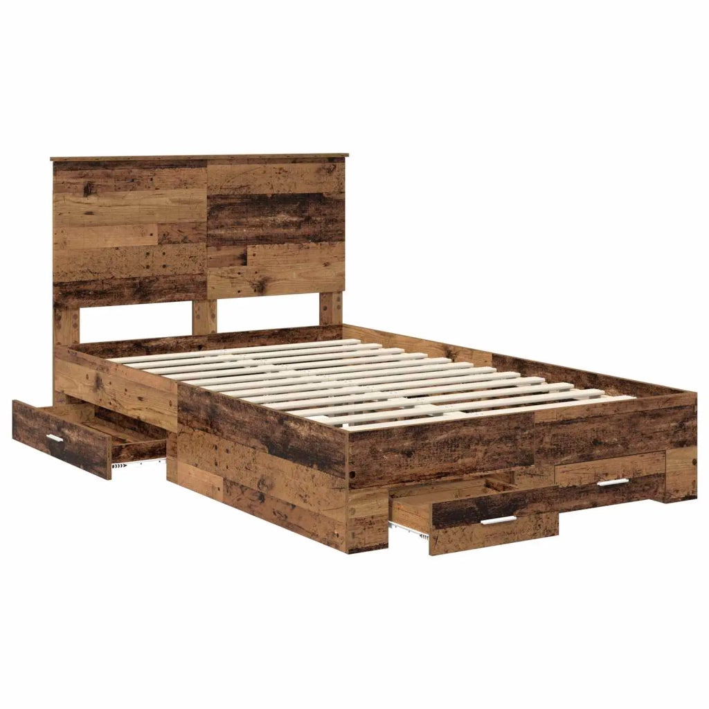Letto matrimoniale | Letto per adulti | Struttura del letto con testiera Legno vecchio 120 x 190 cm