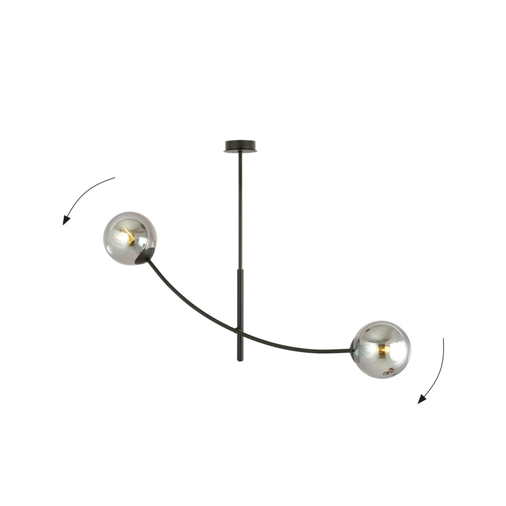 Plafoniera Emibig Hunter 2 luci E14 nero cromo vetro