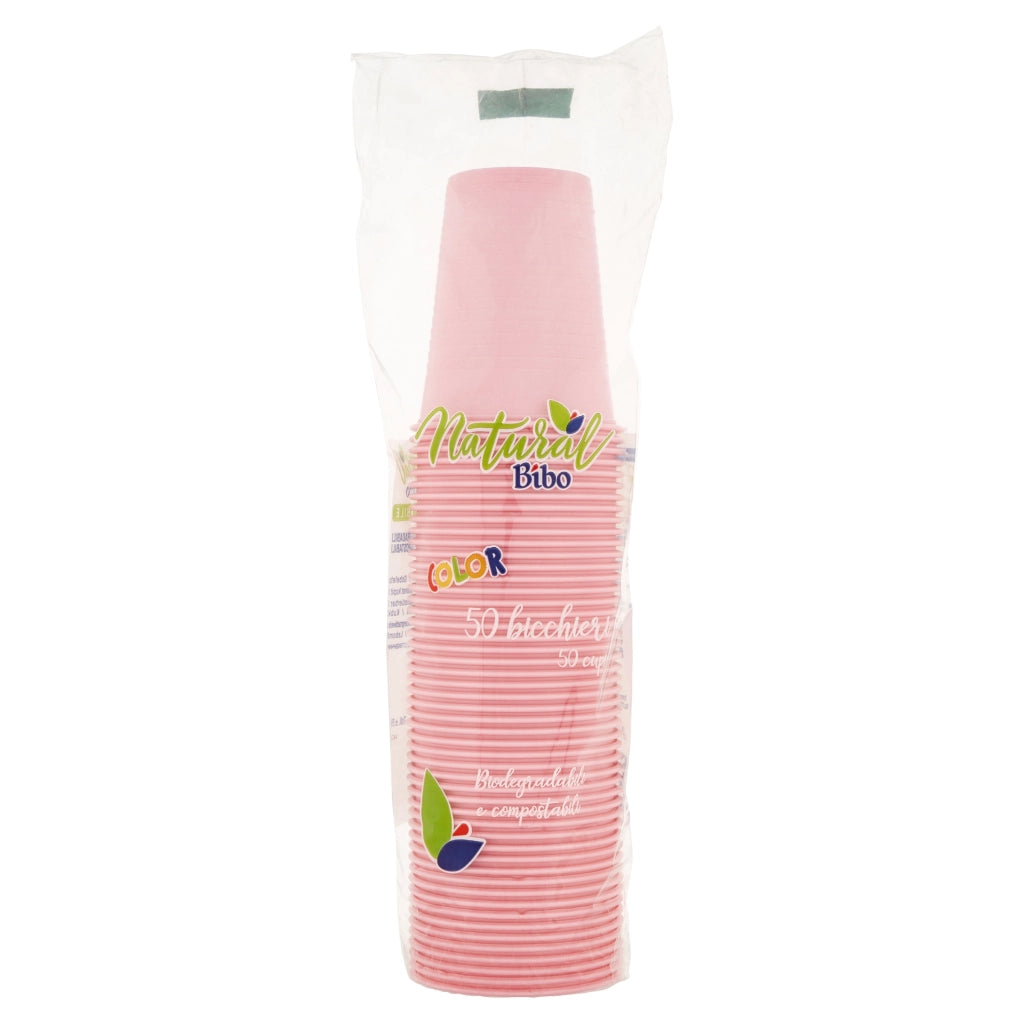 MAURY'S BIOPLASTIC BICCHIERI 200 ML 50 PEZZI IN COLORAZIONE ROSA