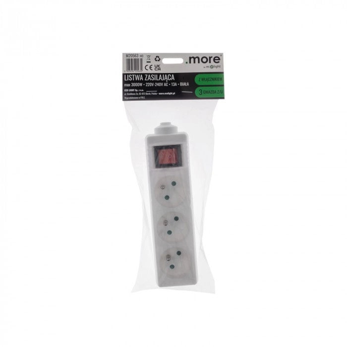 Multipresa 3 prese con interruttore bianca Ecolight