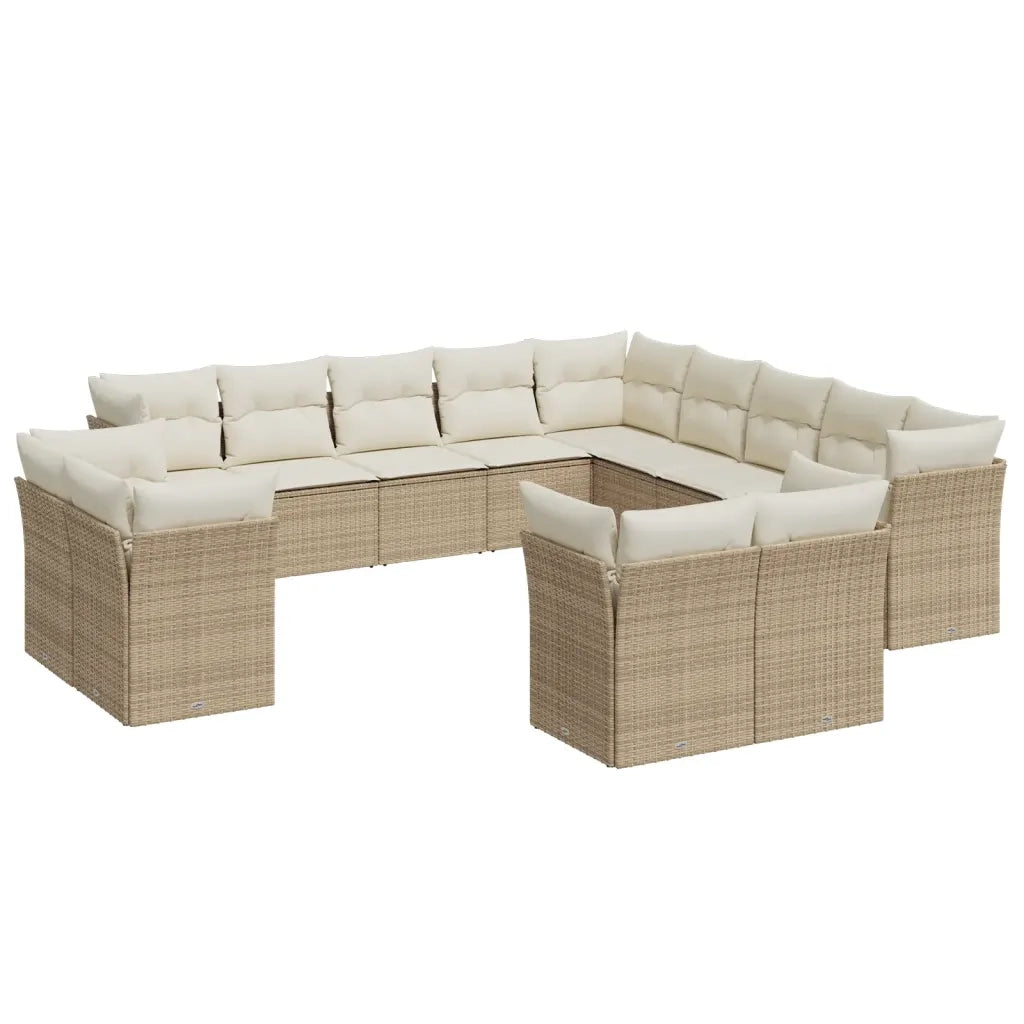 Set Divano da Giardino 13 pz con Cuscini Beige in Polyrattan 3250387
