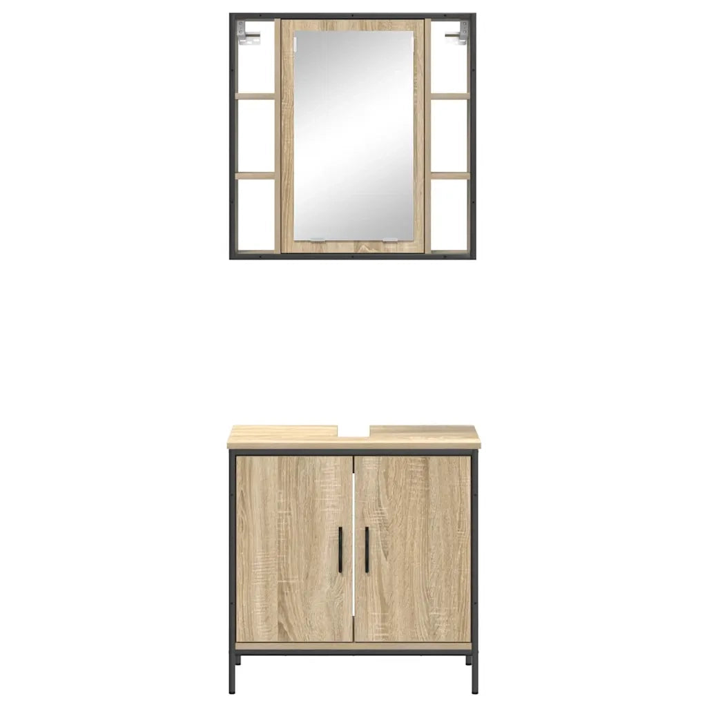 Set di mobili per il bagno 2 pcs Marrone Legno multistrato 3345128