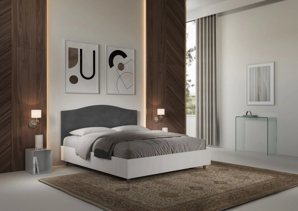Letto Matrimoniale 160x190 cm con Rete Grace Grigio