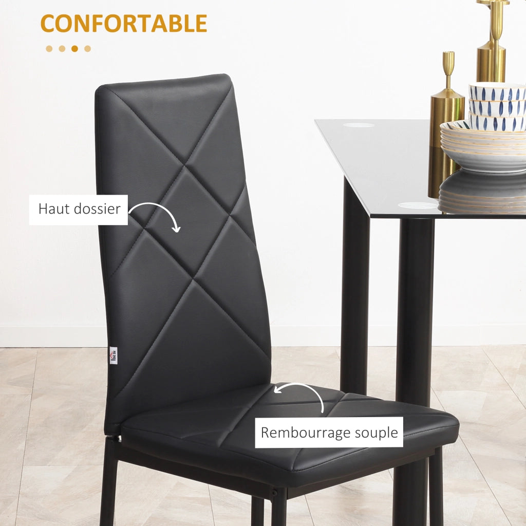 Set 4 Sedie da Pranzo ¨C Xylo ¨C Schienale Alto Rivestimento Sintetico Gambe Acciaio Nero
